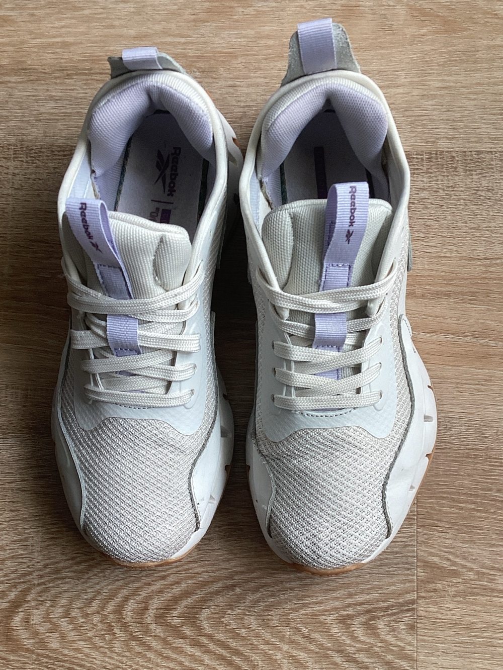 Reebok Zip Dynamica Women's Cream Sneakers Light Purple Accents Sz 7.5 #GALAXY1